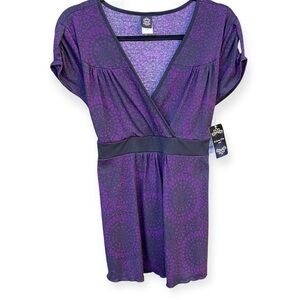 Vintage Mervyn’s Volume One Womens Wrap Blouse Purple Black Print Size XL Y2K